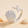 Bague Coquillage Argent - Perlée