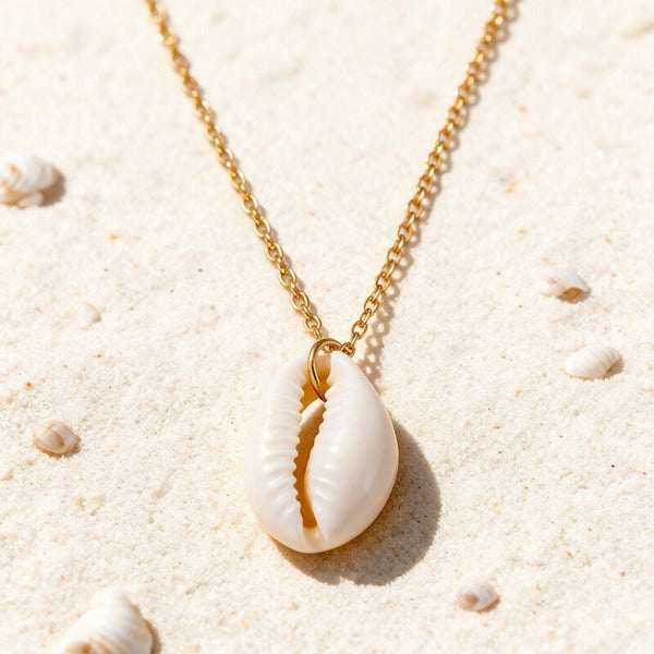 Collier Coquillage Blanc et Doré