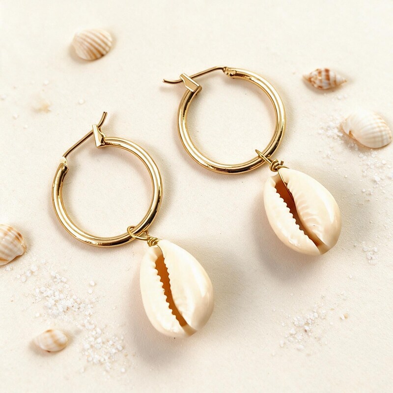 Boucle D'oreille Coquillage Blanc - Falaise Marine