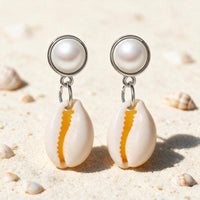 Boucle d'Oreille Coquillage Perle