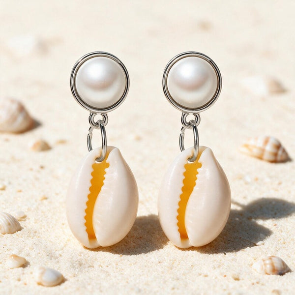 Boucle d'Oreille Coquillage Perle