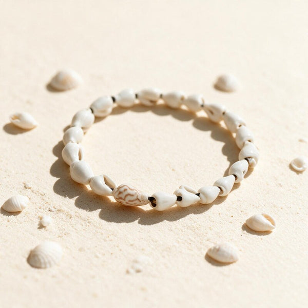 Bracelet Cheville Coquillage Blanc