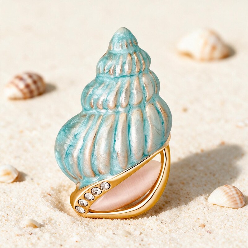 Broche Coquillage Spirale - Céleste