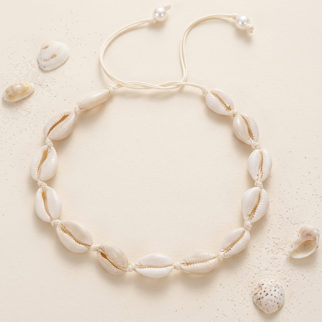 Collier Coquillage Blanc Ras de Cou