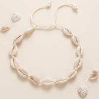Collier Coquillage Blanc Ras de Cou