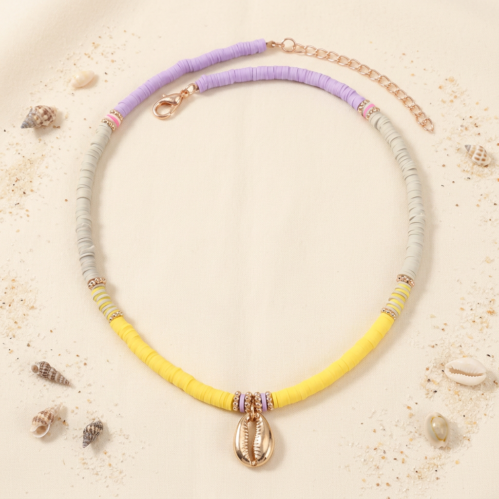 Collier Coquillage Cauri Doré