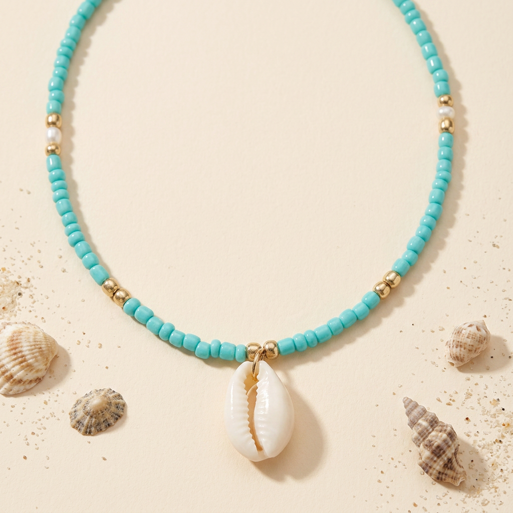 Collier Perle Blanche Coquillage