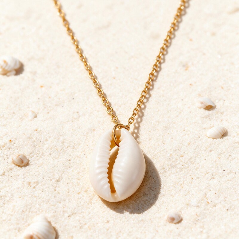 Collier Coquillage Blanc et Doré