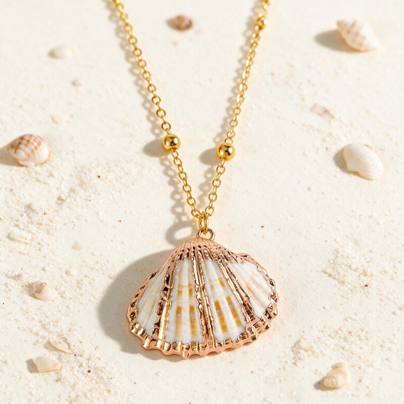 Collier Coquillage Orange