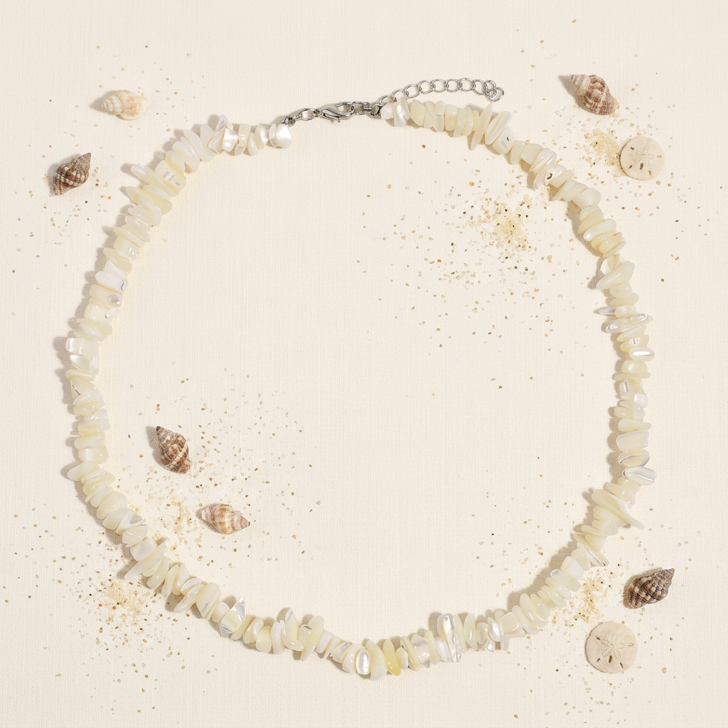 Collier Coquillage Blanc Perle