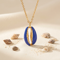 Pendentif Coquillage Cauri Bleu