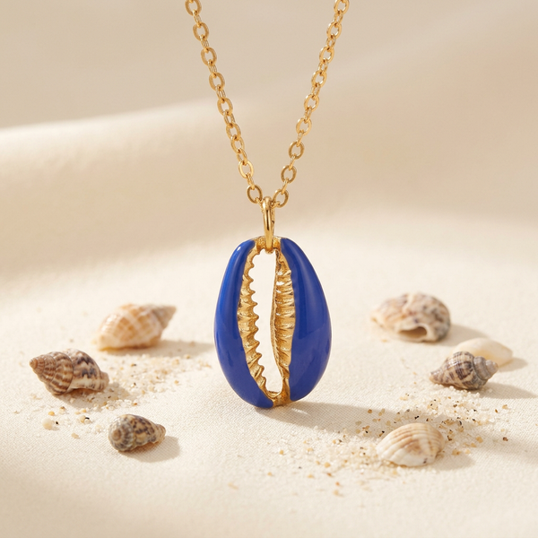 Pendentif Coquillage Cauri Bleu