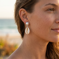 Boucle d'Oreille Coquillage avec Perle