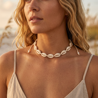 Collier Cou de Ras Blanc Coquillage