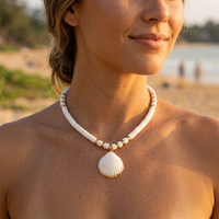 Collier Blanc Coquillage Pendentif